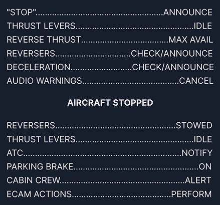 Rejected Takeoff Procedure