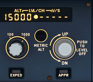 Entering the new altitude and pushing the knob for Managed Altitude Mode