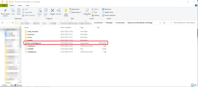 SimBridge executable location