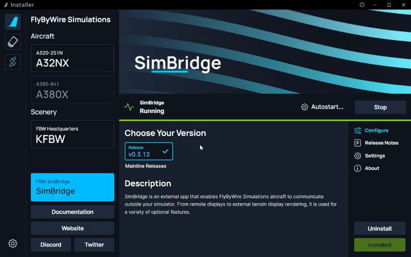 SimBridge running